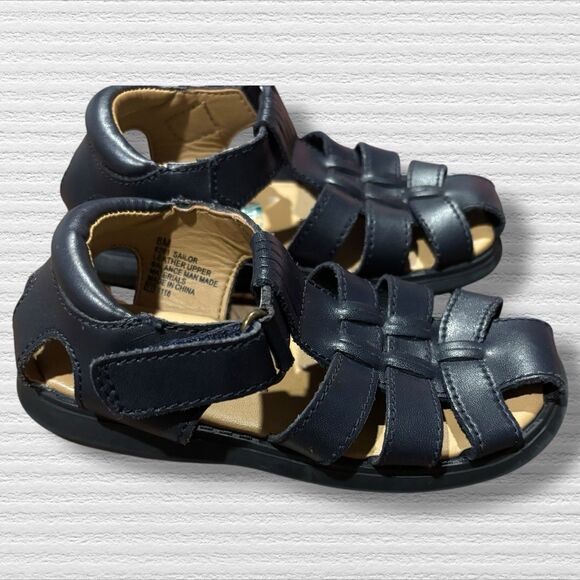 Scott David Toddler Boy Sandals 8M Navy Leather Fisherman Sailor Style - Picture 7 of 10
